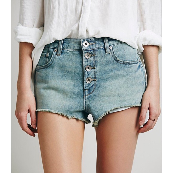 button up denim shorts